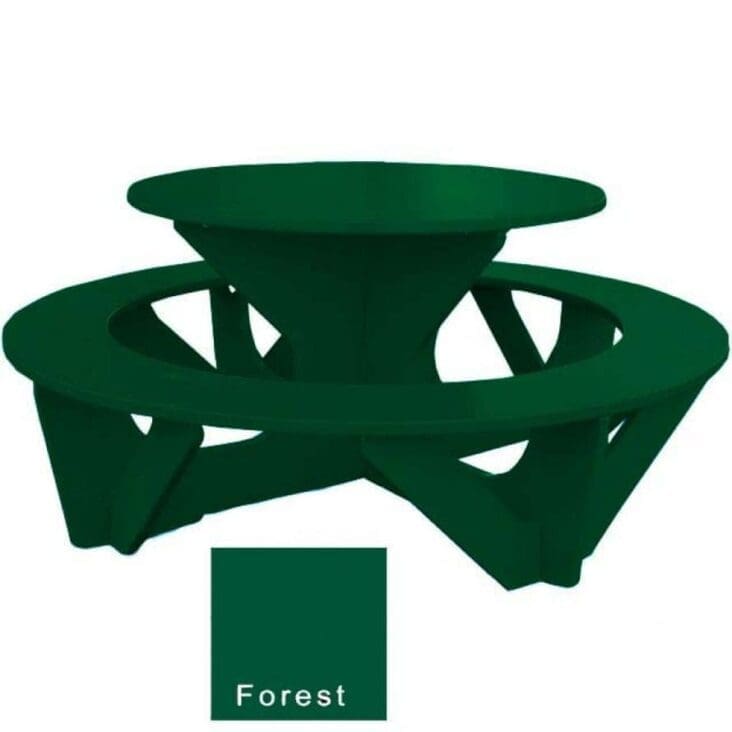 Child's Round Activity Table made from brightly colored 3/4" thick sheet of recyclable HDPE plastics. Designed for ages 3-6. Shown in green.