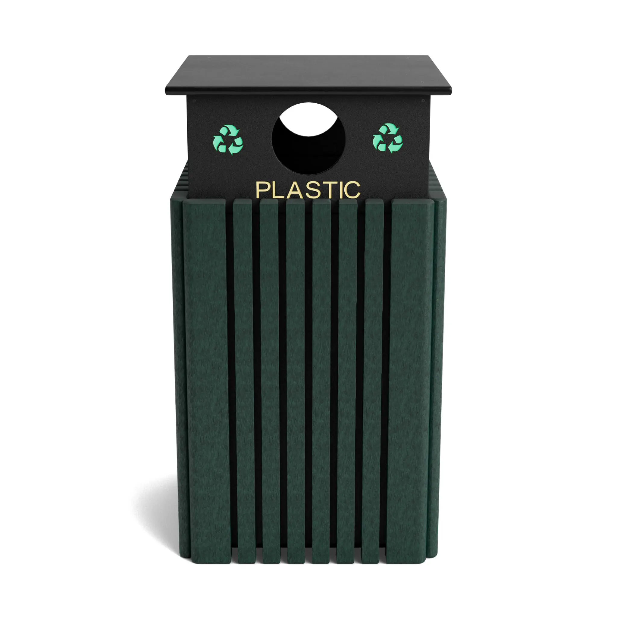 R40C-Plastic-GN-NEW-WEB.jpg Tall 40 Gallon Recycling Receptacles - Image 1