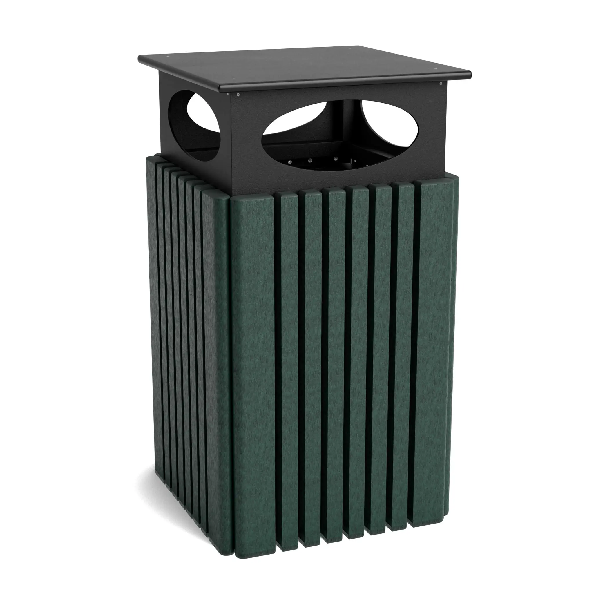 T40C-GN-NEW-WEB.jpg Tall 40 Gallon Trash Receptacle w/Rain Cap - Image 1
